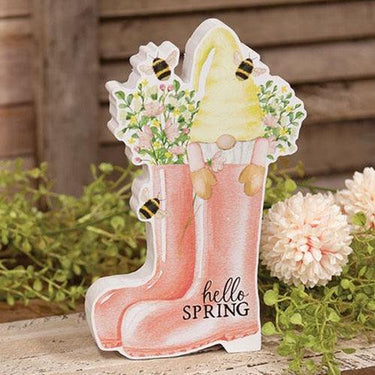 Hello Spring Gnome in Boots Chunky Sitter - The Fox Decor